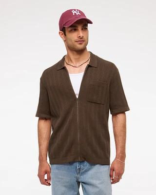 Full-Zip Sweater Polo