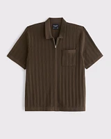 Full-Zip Sweater Polo