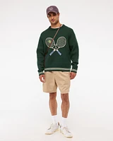 Oversized Tennis Racket Graphic Crew Sweater