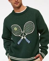 Oversized Tennis Racket Graphic Crew Sweater