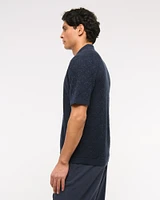 Jacquard Button-Through Sweater Polo