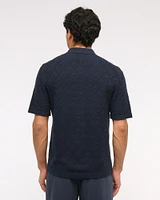 Jacquard Button-Through Sweater Polo