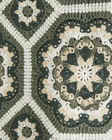 Crochet-Style Floral Button-Through Sweater Polo