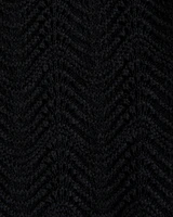 Wavy Crochet-Style Button-Through Sweater Polo