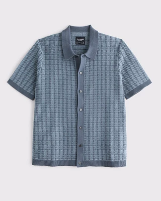 Contrasted Stitch Button-Through Sweater Polo