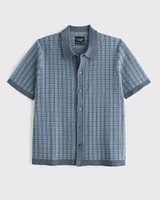 Contrasted Stitch Button-Through Sweater Polo