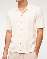 Vertical Cable Button-Through Sweater Polo