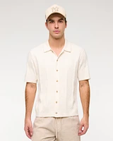 Vertical Cable Button-Through Sweater Polo