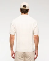 Vertical Cable Button-Through Sweater Polo