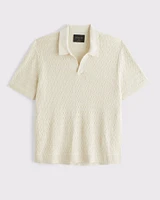 Pima Cotton Cable Johnny Collar Sweater Polo