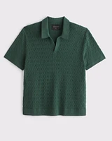 Pima Cotton Cable Johnny Collar Sweater Polo