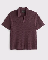 Pima Cotton Cable Johnny Collar Sweater Polo