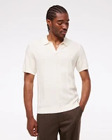 Jacquard Stripe Johnny Collar Sweater Polo