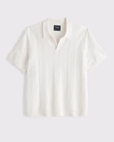 Jacquard Stripe Johnny Collar Sweater Polo