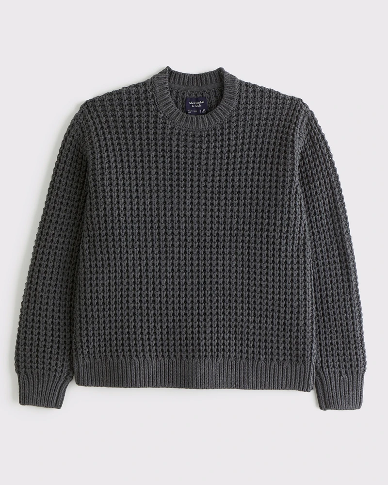 Oversized Chunky Waffle Crew Sweater
