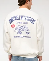 Sporty Graphic Crew Sweatshirt