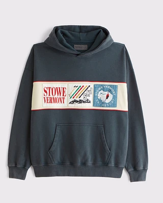 Ski Patches Graphic Popover Hoodie