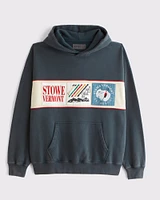 Ski Patches Graphic Popover Hoodie