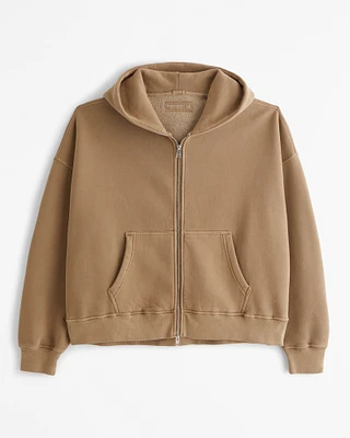 Essential Cropped Full-Zip Hoodie