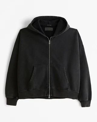 Essential Cropped Full-Zip Hoodie