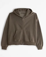 Cropped Essential Full-Zip Hoodie