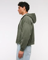 Cropped Essential Full-Zip Hoodie