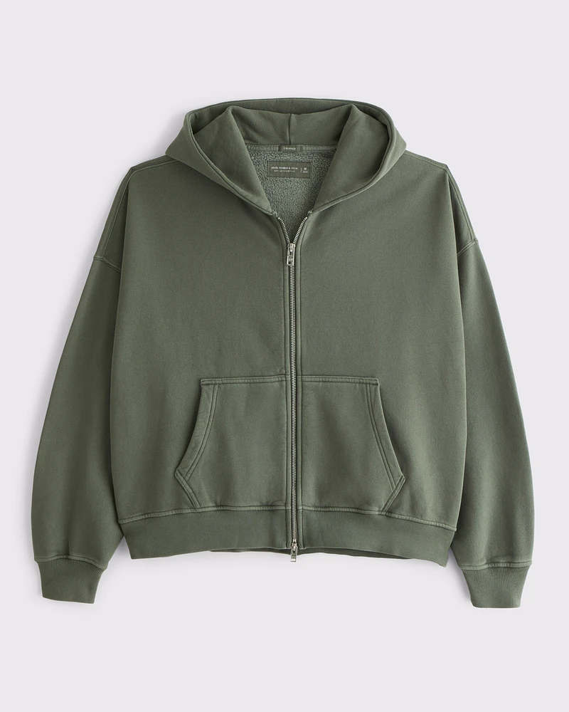 Cropped Essential Full-Zip Hoodie