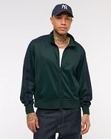 Cropped Tricot Full-Zip Jacket