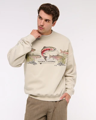 Fishing Graphic Crew Sweatshirt