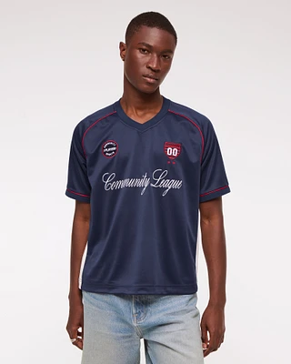 Cropped Soccer-Inspired Graphic Tee