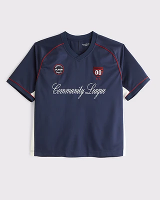 Cropped Soccer-Inspired Graphic Tee