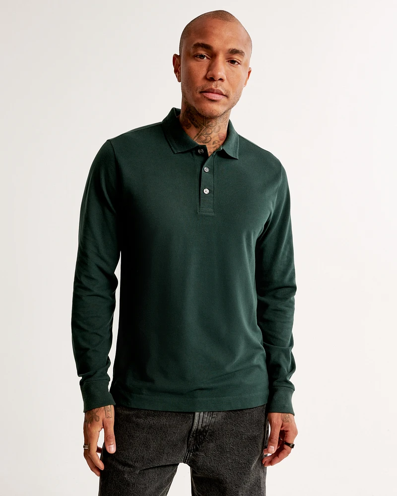 Long-Sleeve Performance Pique Polo