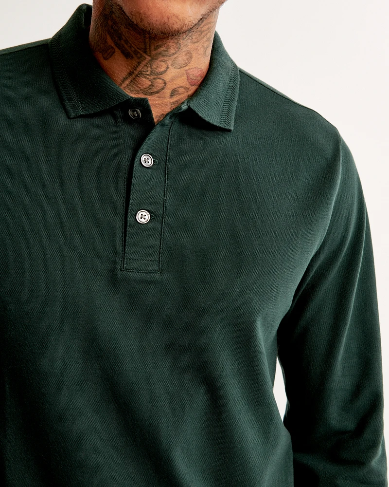 Long-Sleeve Performance Pique Polo