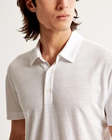 Summer Linen-Blend 3-Button Polo