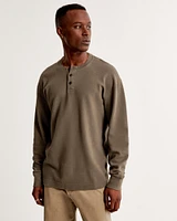 Long-Sleeve Grid Waffle Henley