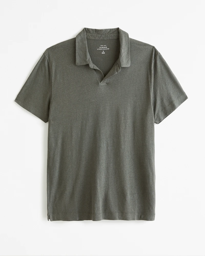 Summer Linen-Blend Johnny Collar Polo