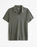 Summer Linen-Blend Johnny Collar Polo