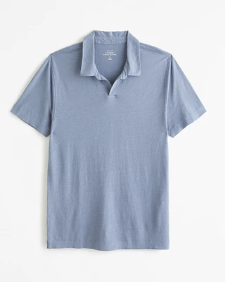 Summer Linen-Blend Johnny Collar Polo