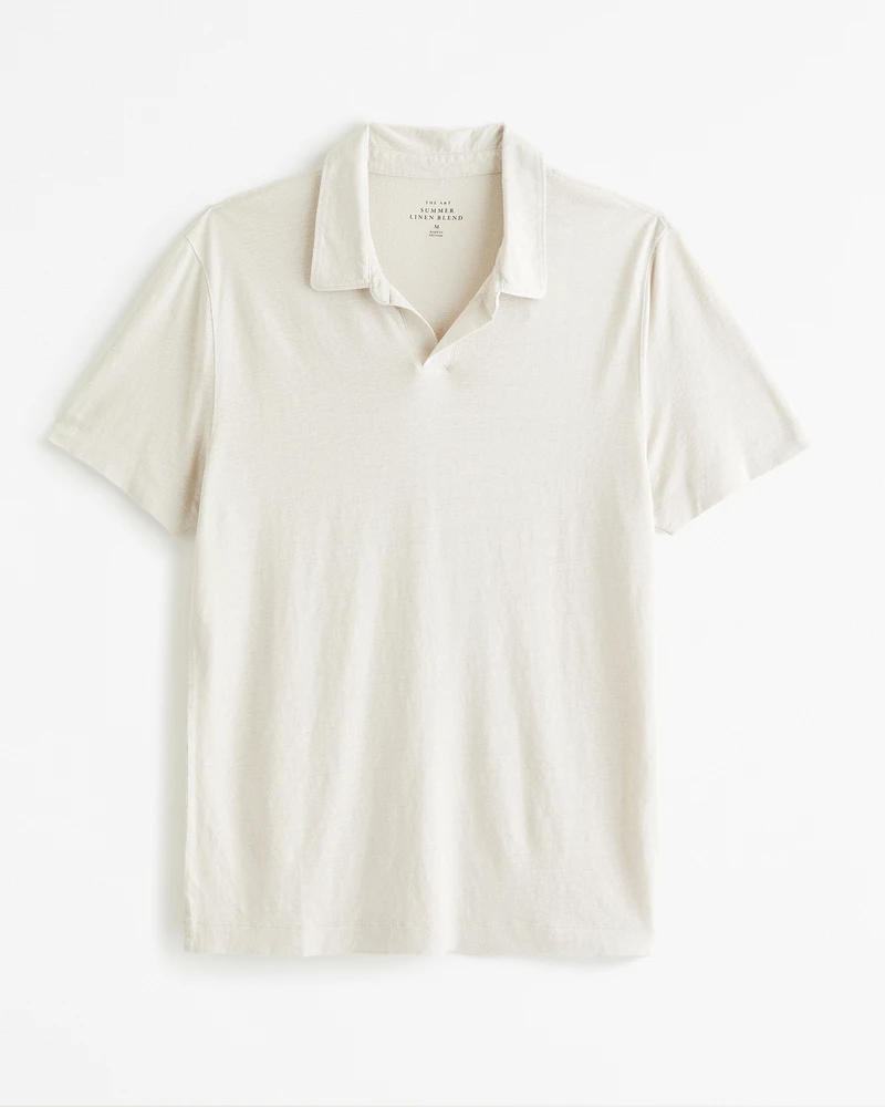 Summer Linen-Blend Johnny Collar Polo