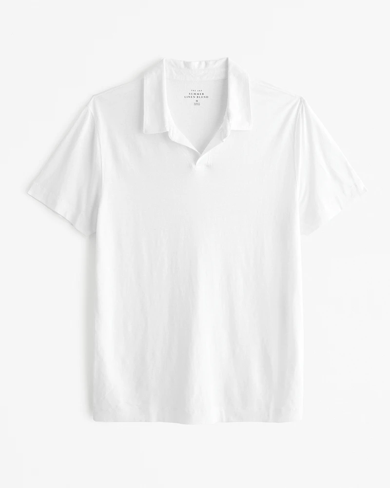 Summer Linen-Blend Johnny Collar Polo