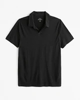 Summer Linen-Blend Johnny Collar Polo