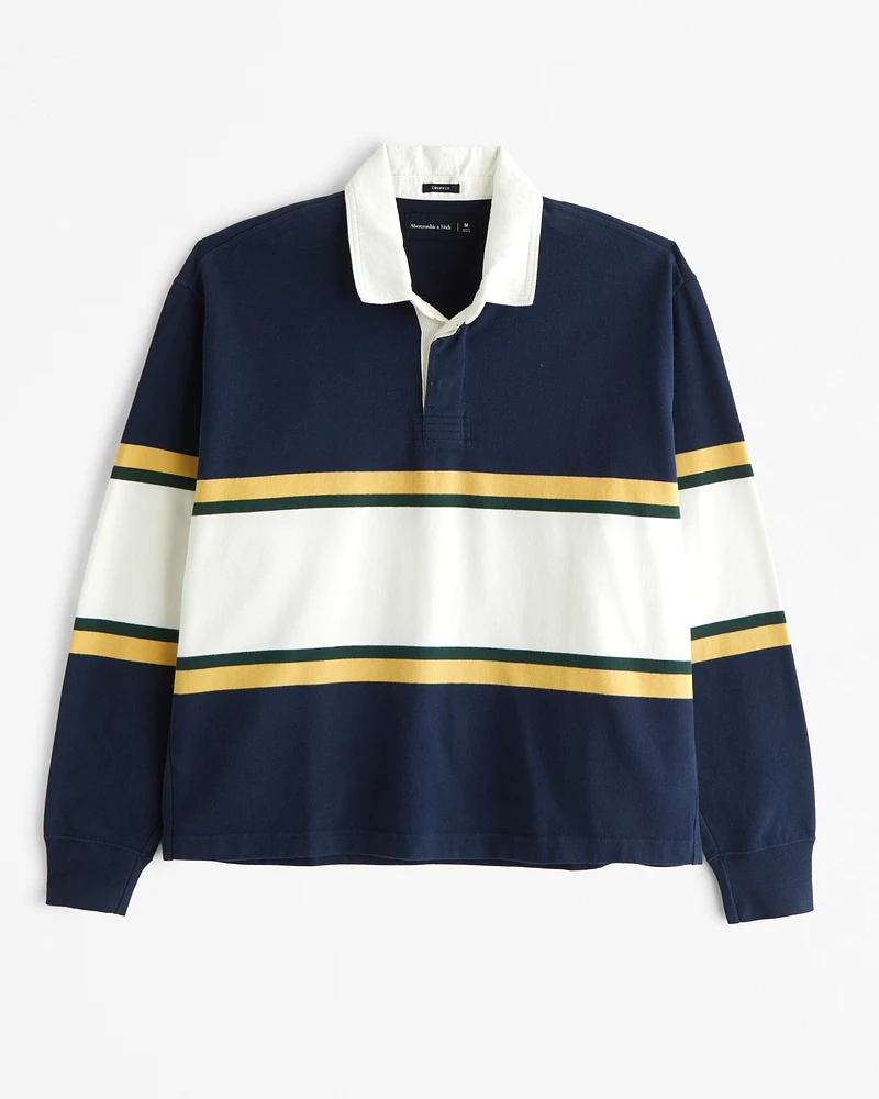 Long-Sleeve Cropped Rugby Polo