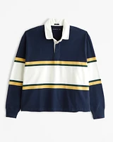 Long-Sleeve Cropped Rugby Polo