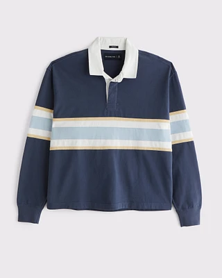 Long-Sleeve Cropped Rugby Polo