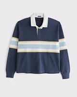Long-Sleeve Cropped Rugby Polo