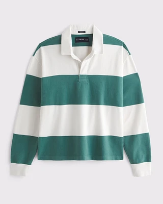 Long-Sleeve Cropped Rugby Polo