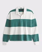 Long-Sleeve Cropped Rugby Polo