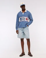 Long-Sleeve Cropped Rugby Polo