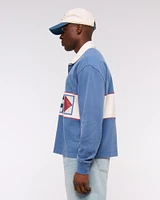 Long-Sleeve Cropped Rugby Polo