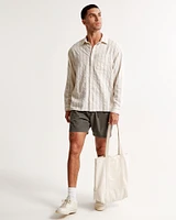 Linen-Blend Button-Up Shirt